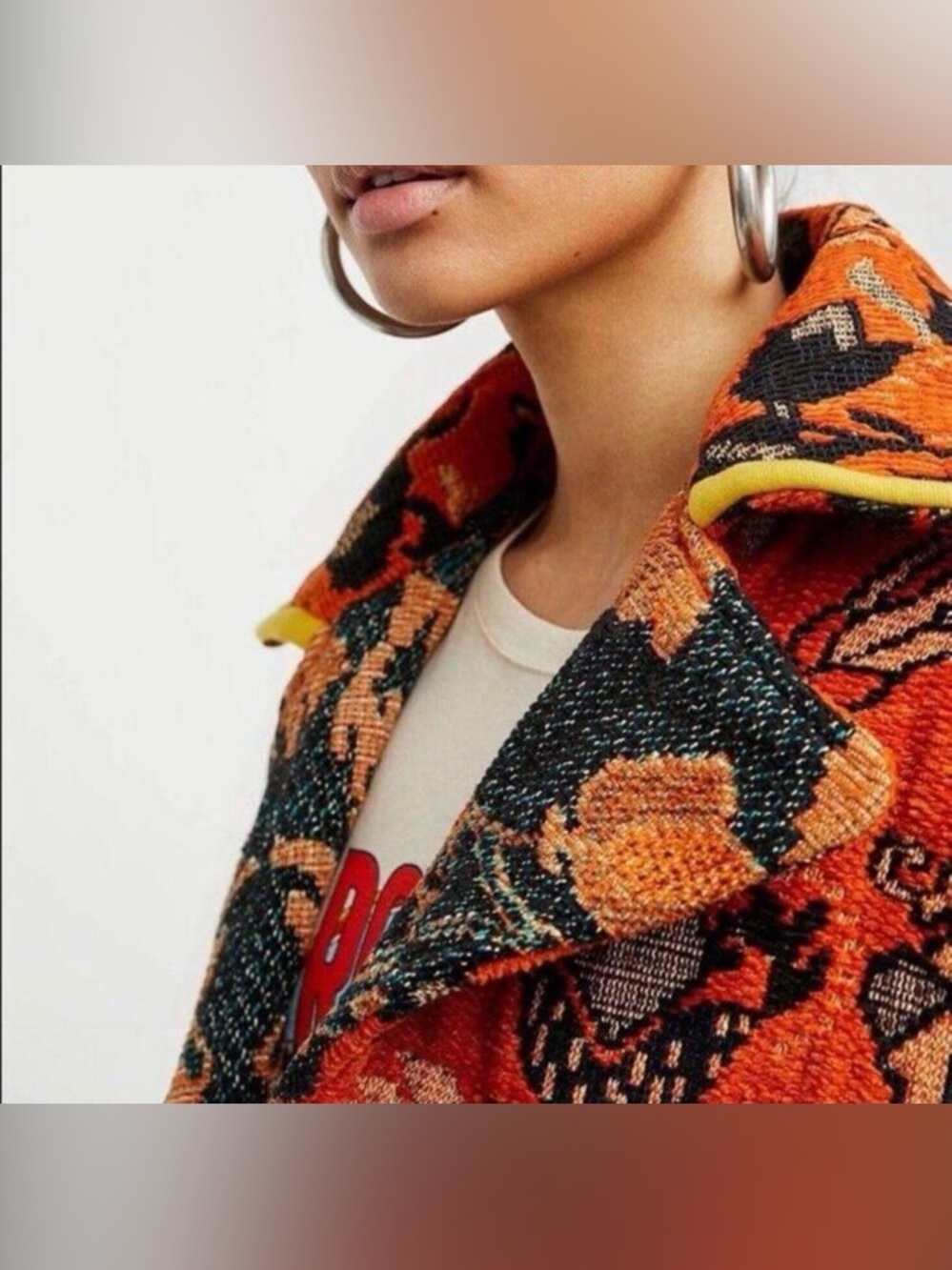 RARE 🔸Free People Mosaic Printed Moto Jacket Size Medium - Picture 15 of 17